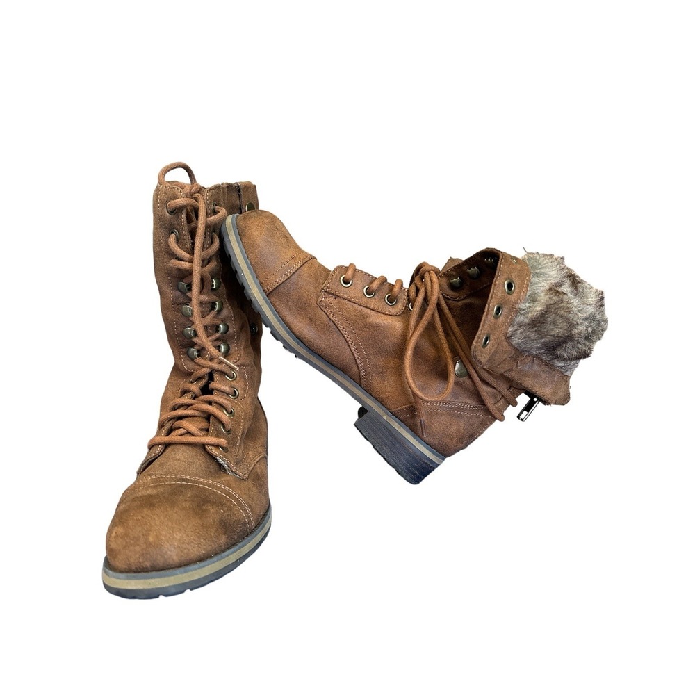 Madden Girl Destinn Women's Boots With Faux Fur Lining&Adjustable Height Size 8M